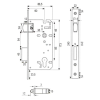 MORTISE / LOCKCASE ROLLER / ROLLER LATCH  | LOCKCASE DKS RL 8685 BK