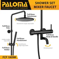 Shower Mixer | EOLICA SINGLE LEVER BATH/SHOWER MIXER WITH RAINSHOWER 1809M MATTE BLACK