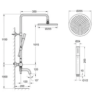 Shower Mixer | EOLICA SINGLE LEVER BATH/SHOWER MIXER WITH RAINSHOWER 1809M MATTE BLACK