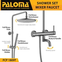 Shower Mixer | EOLICA SINGLE LEVER BATH/SHOWER MIXER WITH RAINSHOWER 1809T TITANIUM GREY