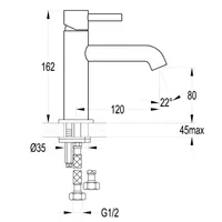 BASIN MIXER FAUCET | EOLICA SINGLE LEVER MONOBLOC BASIN 1841E EVEROSE GOLD