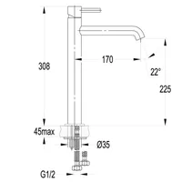 BASIN MIXER FAUCET | EOLICA SINGLE LEVER MONOBLOC BASIN 1843S SATIN GOLD