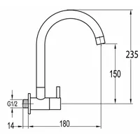 Sink Tap  | EOLICA 1/2" WALL SINK TAP 1862 CHROME