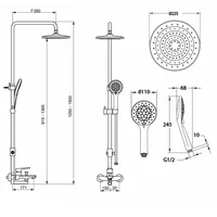 Shower Mixer | BERLIN SINGLE LEVER BATH/SHOWER MIXER WITH RAINSHOWER ABS 2509 CHROME