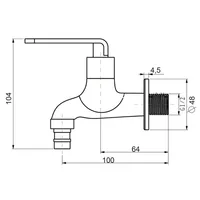 Wall Tap | NEPTUNE 1/2" SHORT WALL TAP WITH HOSE COUPLING AND SCREW COLLAR 6273 CHROME