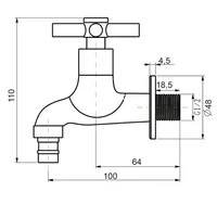 Wall Tap | JUPITER 1/2" SHORT WALL TAP WITH HOSE COUPLING AND SCREW COLLAR 6373 CHROME