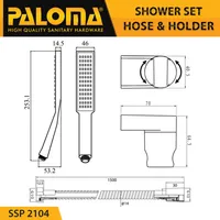 SHOWER SET HOSE AND HOLDER | SHOWER SET WITH HOLDER RECTANGLE 2104 CHROME