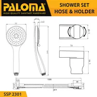 SHOWER SET HOSE AND HOLDER | SHOWER SET WITH HOLDER 3-JETS AIR-INJECTION ROUND 2301 CHROME