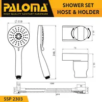 SHOWER SET HOSE AND HOLDER | SHOWER SET WITH HOLDER 3-JETS ROUND 2303 CHROME