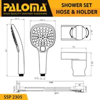 SHOWER SET HOSE AND HOLDER | SHOWER SET WITH HOLDER 3-JETS EASYCLICK SQUARE 2305 WHITE