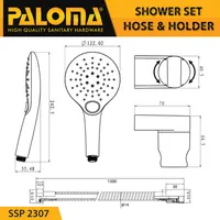 SHOWER SET HOSE AND HOLDER | SHOWER SET WITH HOLDER 3-JETS EASYCLICK ROUND 2307 WHITE