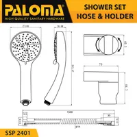 SHOWER SET HOSE AND HOLDER | SHOWER SET WITH HOLDER 4-JETS ROUND 2401 CHROME