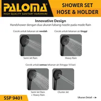 SHOWER SET HOSE AND HOLDER | SHOWER SET WITH HOLDER 4-JETS ROUND MATTE BLACK