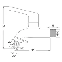 SHORT WALL TAP | VITTORIO 1/2" SHORT WALL TAP WITH HOSE COUPLING AND SCREW COLLAR 7373 GUNMETAL