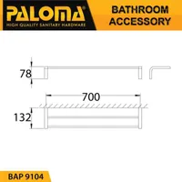 Towel Bar | NANCY BRASS DOUBLE TOWEL BAR 9104 - 700 MM MATTE BLACK