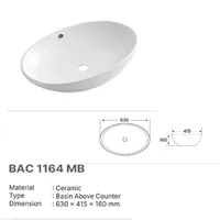 BASIN ABOVE COUNTER  | BASIN ABOVE COUNTER DEKKSON BAC 1164 WHITE