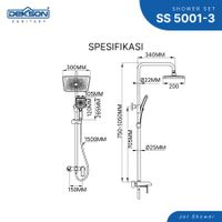 SHOWER SET | SHOWER SET 3 FUNCTION DEKKSON SS 5001-3 MB